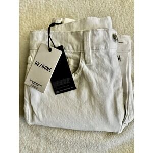 RE/DONE Women's Ultra High Rise‎ Stove Pipe Jeans White Sz 26 Raw Hem